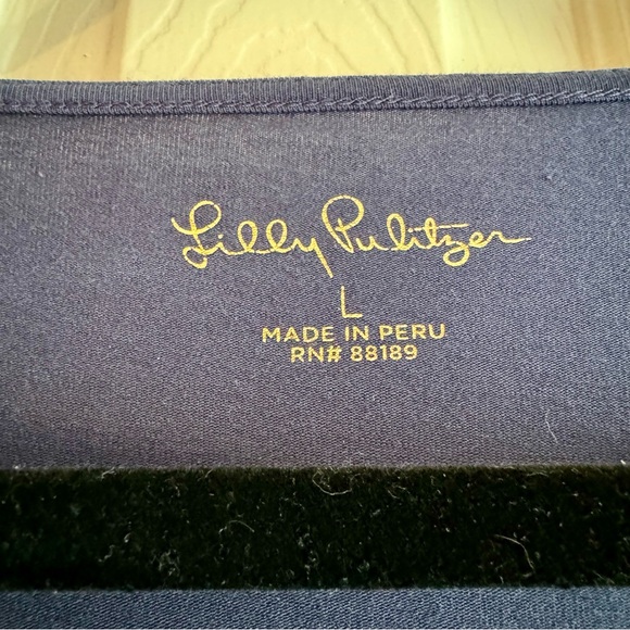 Never worn LILLY PULITZER NELL TOP LARGE Square Neck TRUE NAVY Soft Pima Cotton - Picture 4 of 6